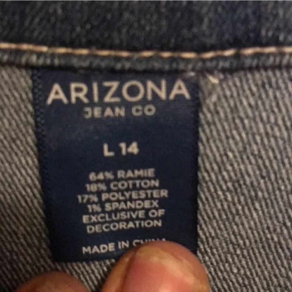 Arizona Jean Company Blue Jean Jacket with Floral Embroidery